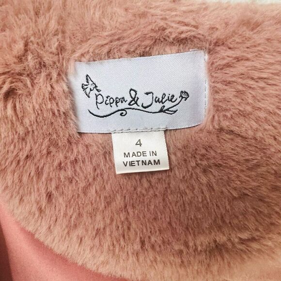 PIPPA & JULIE Kids' Faux‎ Fur Coat & Metallic Dress Set, Two Piece Mauve 4, NWT - Picture 12 of 12